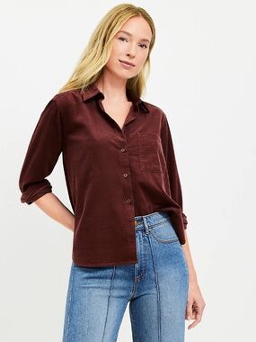 Loft Corduroy Relaxed Shirt Brown Small